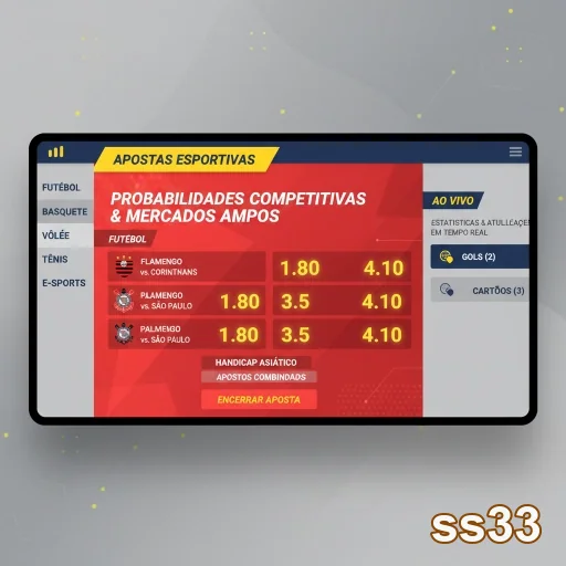 Tela do ss33 mostrando probabilidades de apostas esportivas.