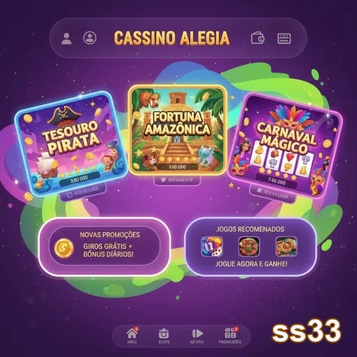 Tela do aplicativo ss33 com jogos e novas promoções visíveis.