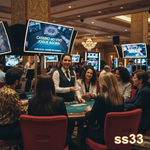 Jogadores interagem em mesa de cassino ao vivo na ss33.