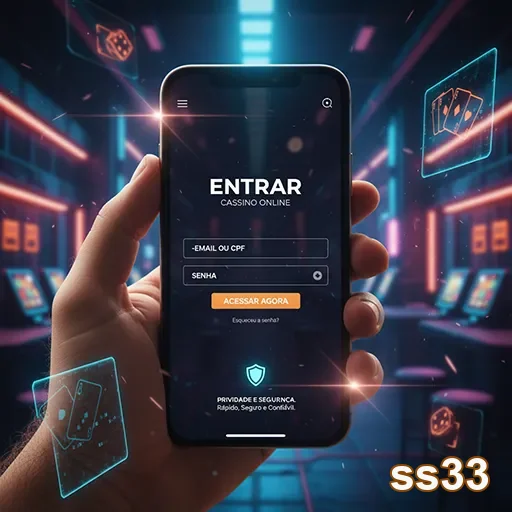 Tela de login do aplicativo móvel do ss33 para apostas.