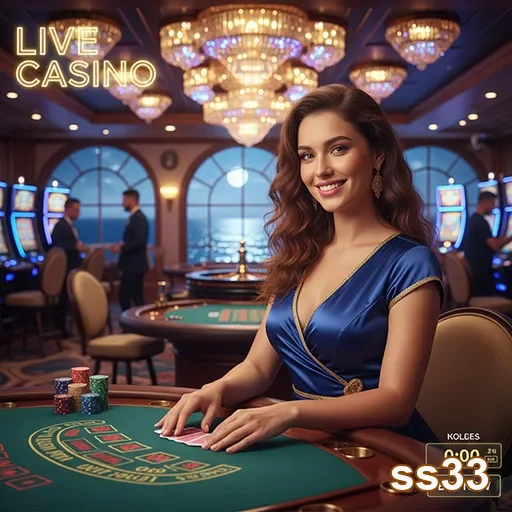 Mulher sorridente em cassino ao vivo no ss33.