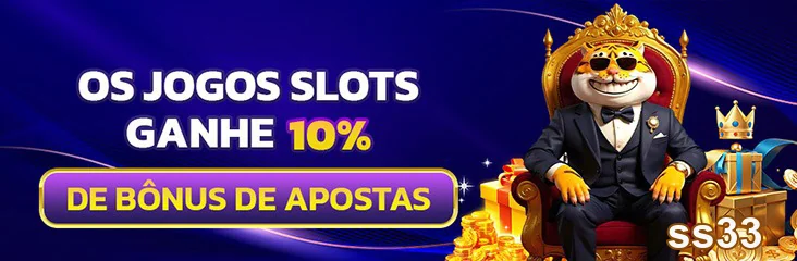 Imagem com personagem em trono e anúncio de bônus de 10% no ss33.
