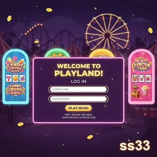 Tela do aplicativo ss33 mostrando opções de login e jogos.