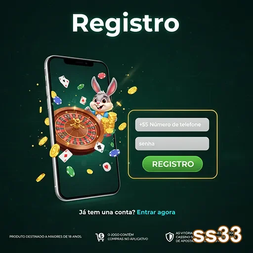 Tela de registro do cassino online ss33 com informações claras.