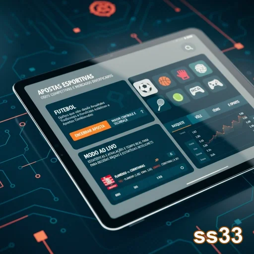 Tela de tablet com opções de apostas no site ss33