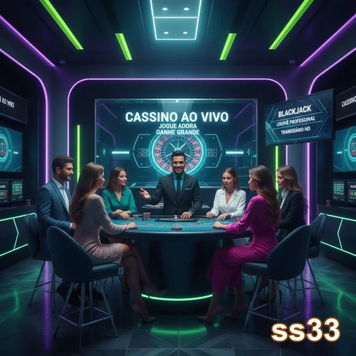 Cenário de cassino ao vivo na ss33 com jogadores e dealer.