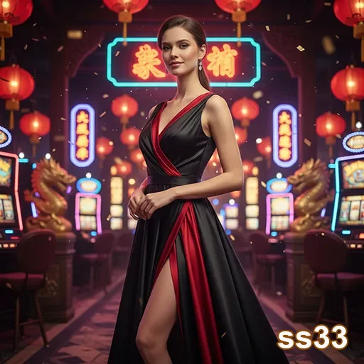 Modelo em ambiente de cassino luxuoso no ss33.